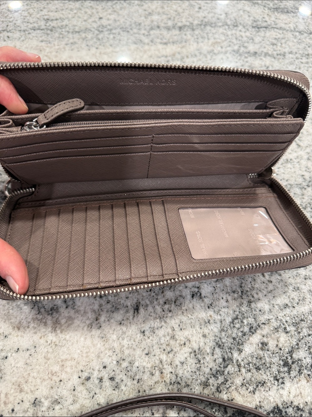 Michael Kors Brown Zip-Around Saffiano Wallet - Picture 9 of 14